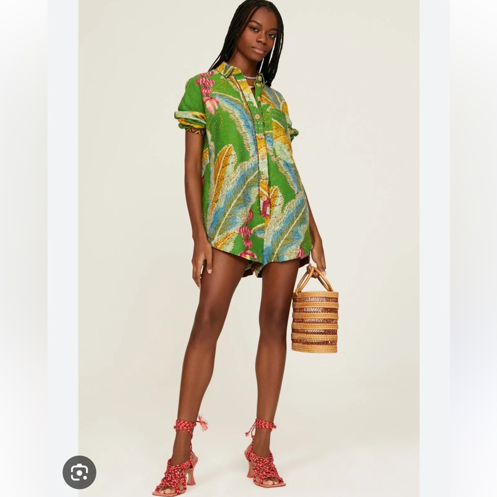 Farm Rio Banana Leave Linen Romper